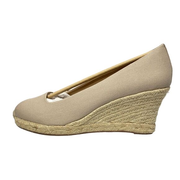 J. CREW Seville Espadrille Wedges Tan Beige Color Canvas Size 12 - Picture 4 of 8
